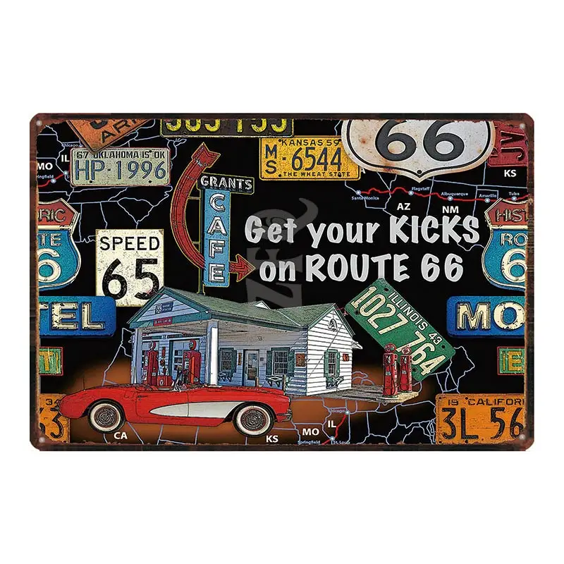 Американский High Route 66 потертый шик автомобильный оловянный знак металлическая пластина для стены бара ресторана домашнего искусства мотор гаража Декор DU-5133A - Цвет: DU-5149