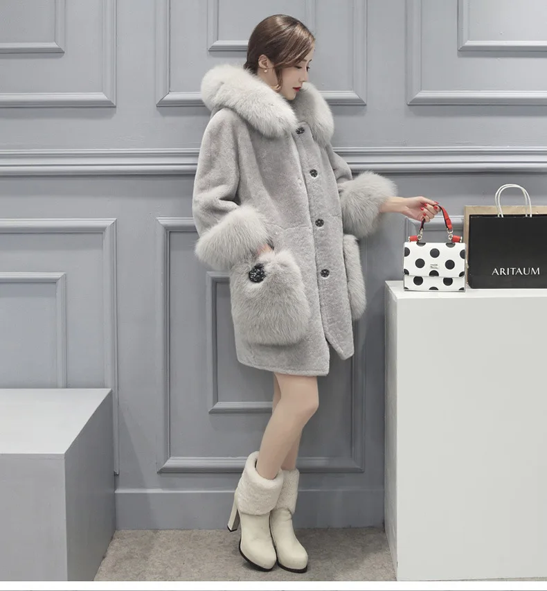 Женское меховое пальто с искусственным мехом зимняя куртка средней длины