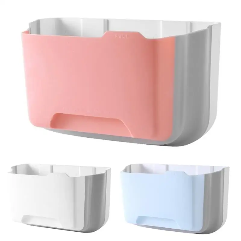 Kitchen Cabinet Door Wall Mounted Folding Waste Bin Kitchen Cabinet Door Hanging Trash Can Home Mounted Folding Storage