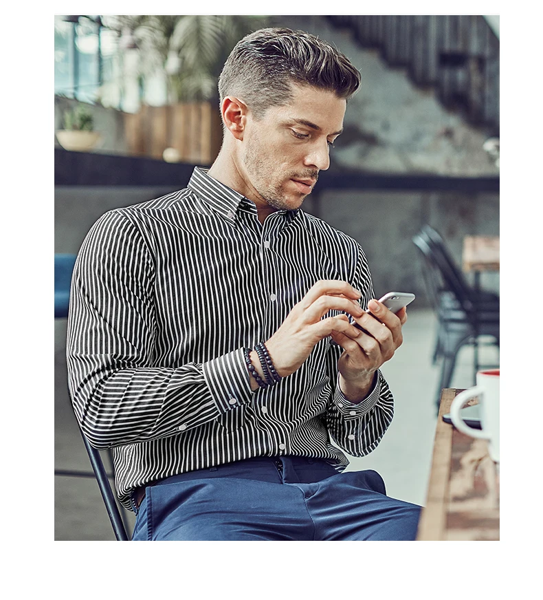 SmartFive, мужские повседневные рубашки с длинным рукавом, Хлопковая полосатая рубашка, мужская деловая офисная рубашка, лето, весна, camisa hombre, большой размер 46