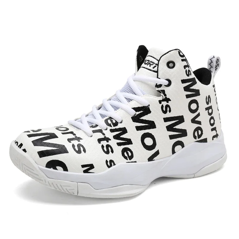 Мужские профессиональные баскетбольные кроссовки с высоким берцем, мужские амортизирующие кроссовки, баскетбольный светильник, сетчатая дышащая Спортивная обувь для улицы, Новинка - Цвет: Белый