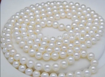 

>>>Natural 8-9mm AAA+ white pearl necklaces 60"Long