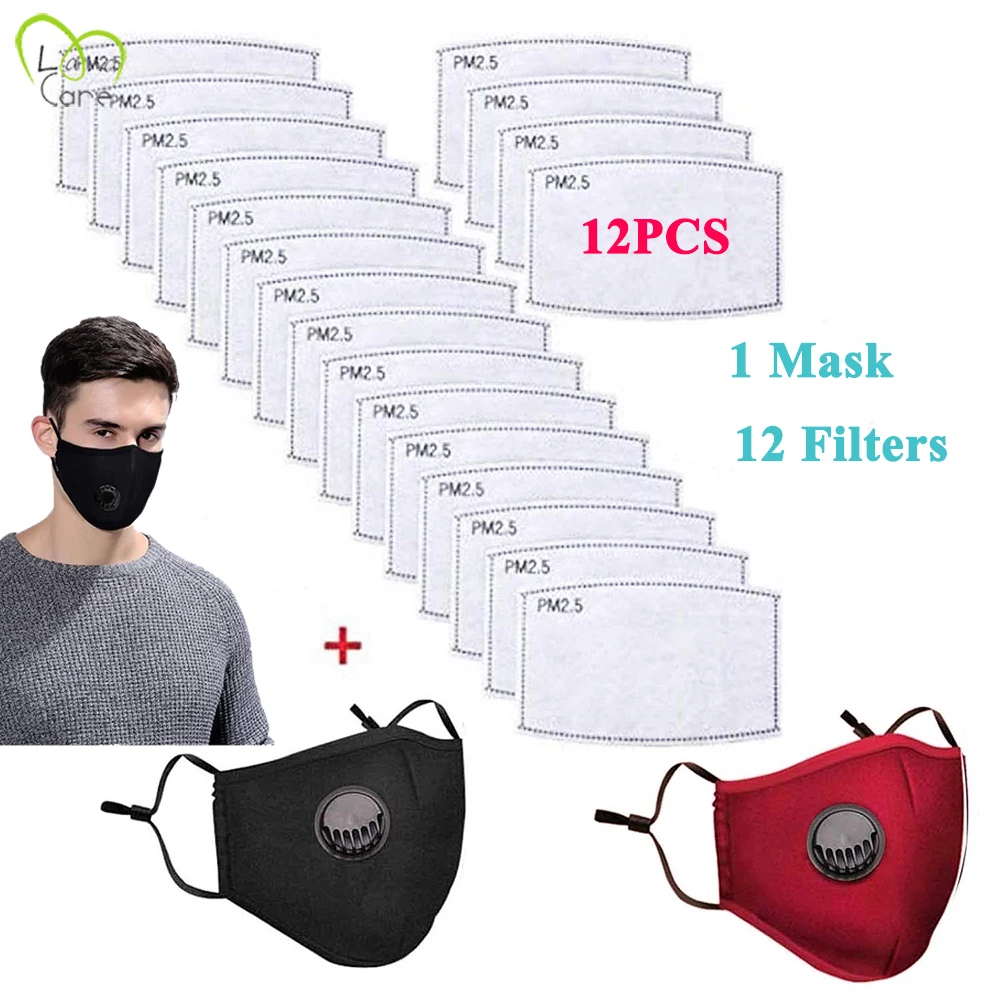 

Face Masks with 12 Filters Cover Mask with Breath Valve Mask-Dust Cotton Mask Reusable Mask