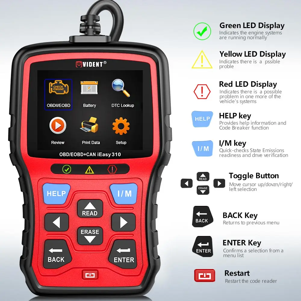 Vident iEasy310 OBD2 EOBD Автомобильный сканер улучшенный автомобильный диагностический