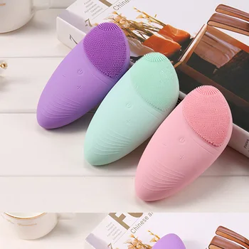 

USB Rechargeable Silicone Facial Cleansing Brush waterproof Sonic Pore Cleaner Massager Makeup Remover Face Washing Machine