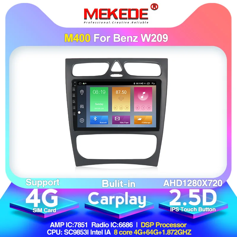 Ips экран 4+ 64G Android 10 Автомобильный мультимедийный dvd-плеер DSP для Mercedes Benz CLK W209 W203 W208 W463 Авторадио 4GLTE wifi gps BT - Цвет: 64G model