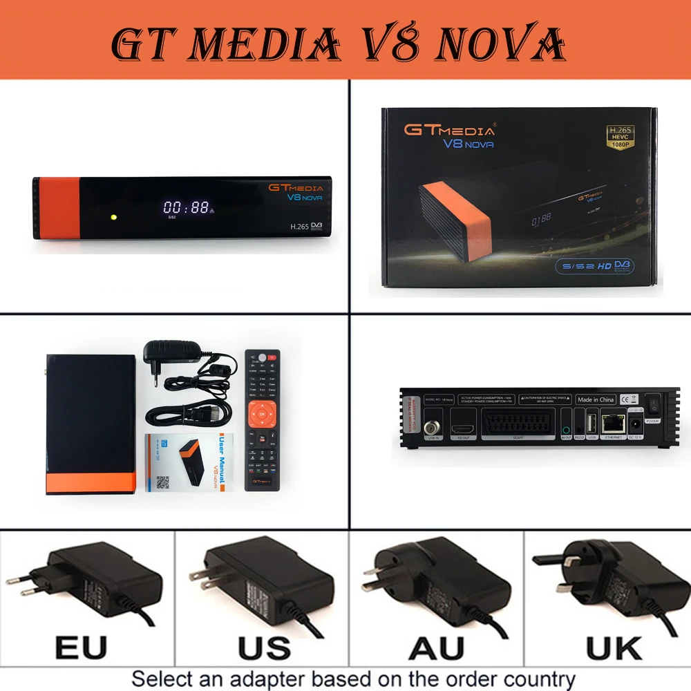 Спутниковый ТВ приемник GTMEDIA V8 NOVA встроенный wifi MT7601U+ один год бесплатно Европейский Cccam - Цвет: V8 Nove n WiFi