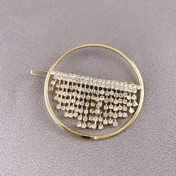 

Geometric circular tassel Manchurian drill edge clip bang hairpin Korean hairpin top clip temperament tiara