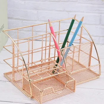 

Desktop Storage Box Storage Basket Desktop Basket Cosmetic Books Storage Box Household Home Metal Pen Holder Rack
