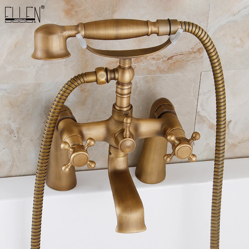 Deck Mounted Bath Tub Faucet Antique Bronze Bathtub Faucets with Hand
