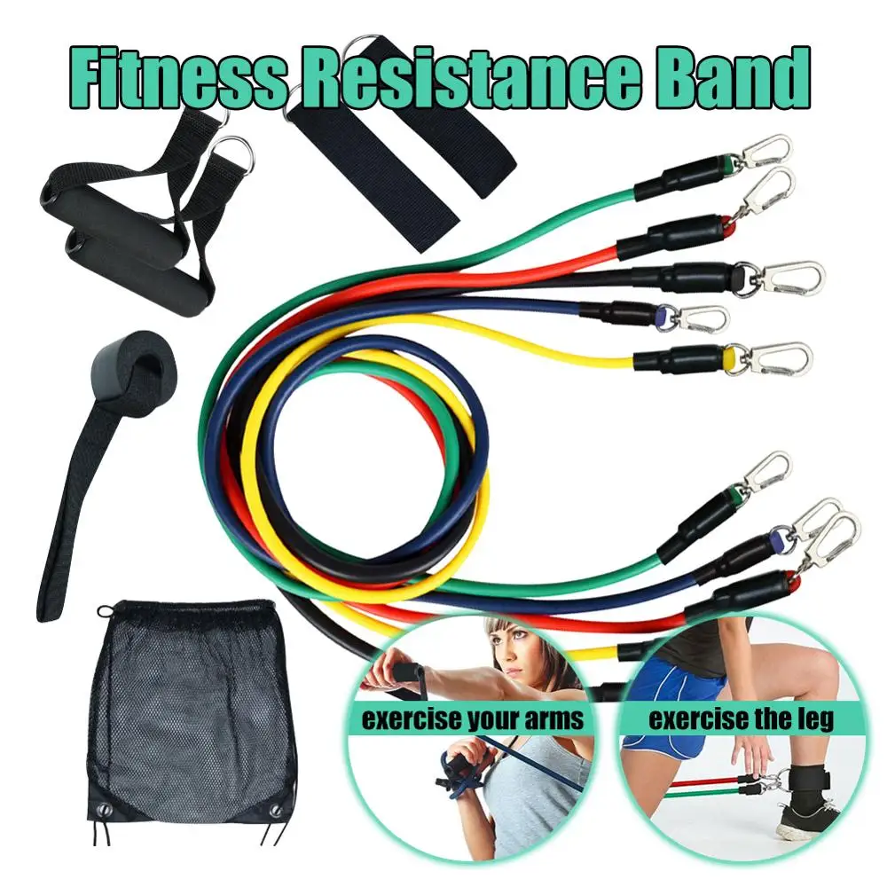 

11pcs /set Resistance Bands Set Latex Tubes Pull Rope With Door Anchor Handles Ankle Straps For Training Physical Therapy