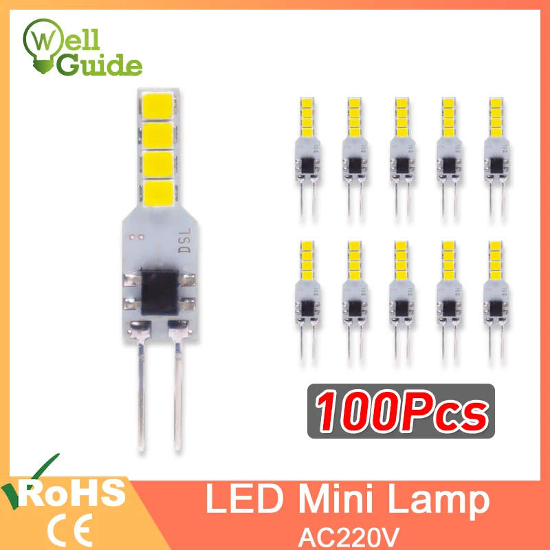 100 шт. светодиодный G4 светильник лампы 3w AC 220V 230V 240V Светодиодный g4 SMD2835 Точечный