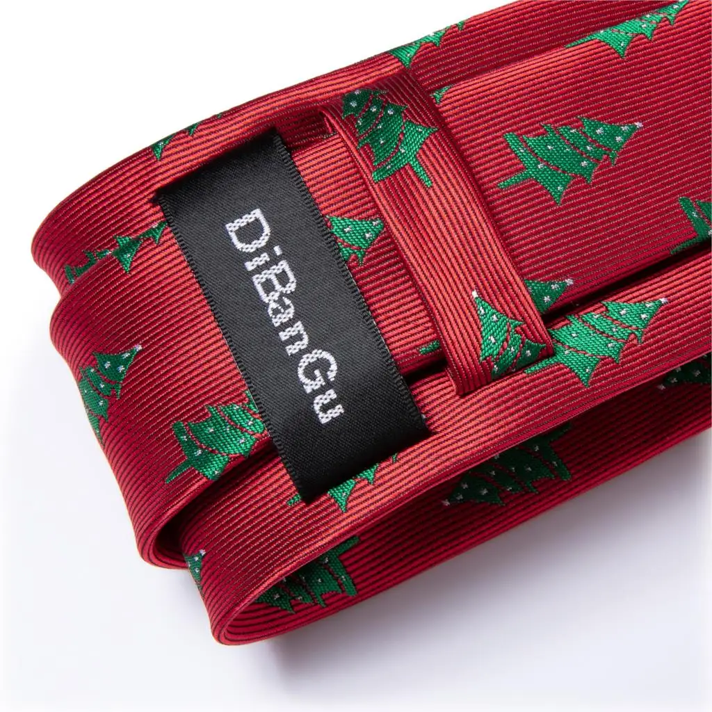 Подарок, мужской галстук, красный, зеленый, дерево, Шелковый, Рождественский галстук для мужчин, на Хэллоуин, DiBanGu, новинка, дизайнерский, Hanky, запонки, мужской галстук, набор, MJ-7276