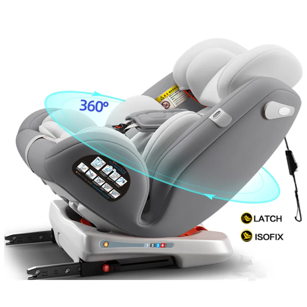 Carmind детское безопасное сиденье автомобиля с 0-12 лет ребенок автомобиль 360 градусов вращения 3-4 сиденья ISOFIX и защелка - Цвет: gray
