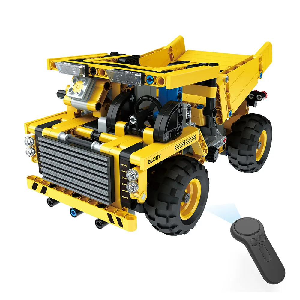 

Mofun 13016 2.4G Stone Remote Control Assembled Building Blocks DIY Assembly Electric Mining Truck 488PCS
