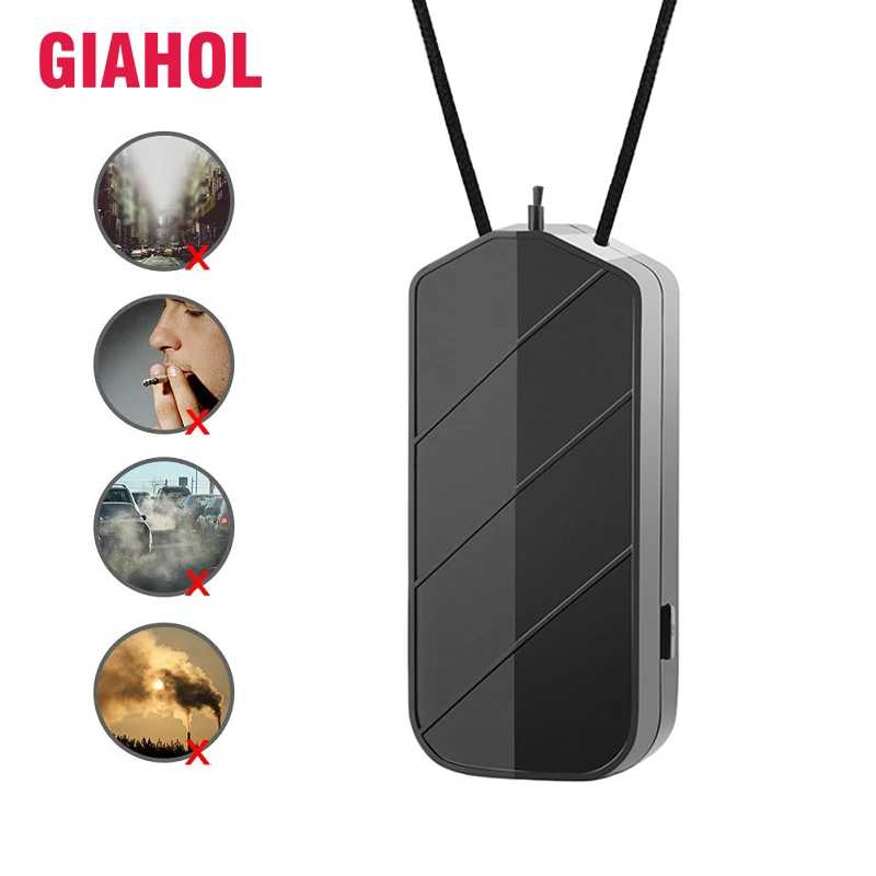 

GIAHOL Fashion Personal Wearable Air Purifier Necklace UV Air Freshener Ionizer Negative Ion Generator Purifiers Home Car Outdor