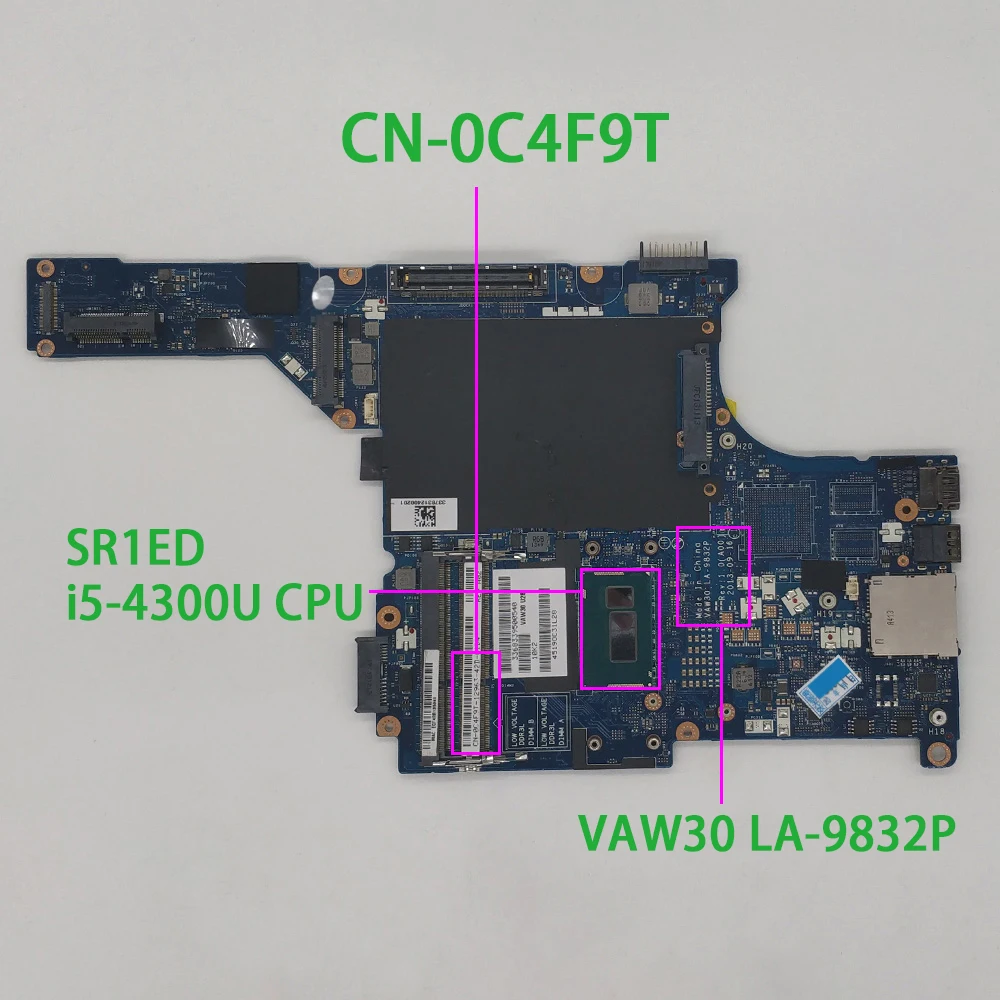 CN-0C4F9T 0C4F9T C4F9T VAW30 LA-9832P w SR1ED I5-4300U CPU for Dell Latitude E5440 Laptop NoteBook PC Motherboard Mainboard | Компьютеры и