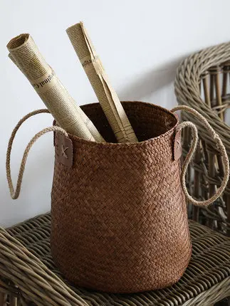 Seagrass Складная корзинка ручной работы декоративный ротанговый цветочный горшок плетеная корзина Декор для дома