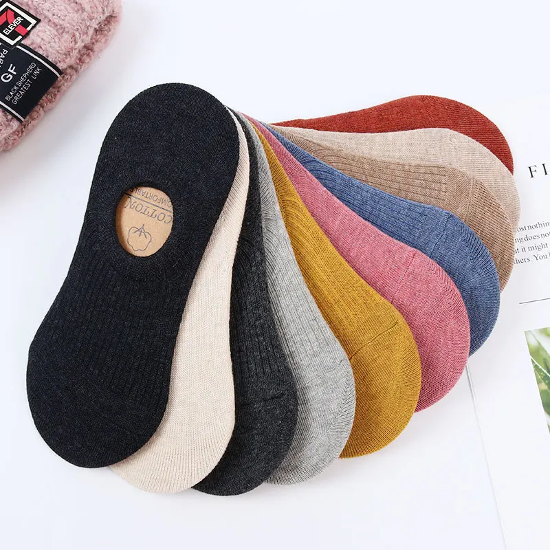 Short Socks Spring And Summer New Style Candy-Colored WOMAN'S Socks Cotton Literature And Art-Style Solid Color Invisible Socks
