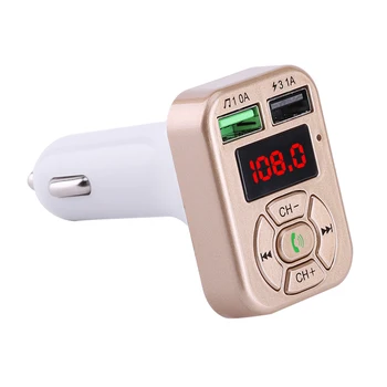 

Auto Car Double USB Charger Ports Adapter Splitter Converter FM TF U Disk Music Player Car Voltage Diagnose Display Golden