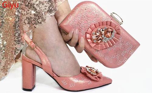 

doershow African Shoes And Bag Matching Set With silver Hot Selling Women Italian Shoes And Bag Set For Party Wedding HAC1-17