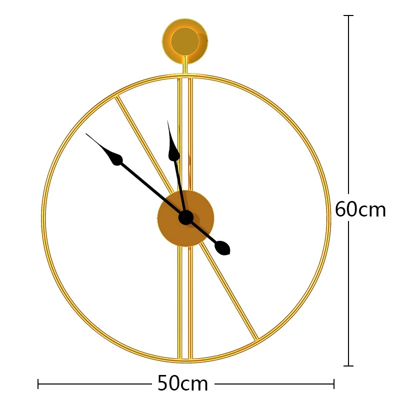 Punch-free Golden Metal Wall Clock Gold  