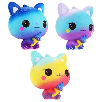 

Cute Slow Rebound Simulation Ice Cream Cat Shape Squishy Toy for Kids