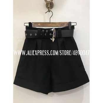 

New casual comfortable elegant wild shorts with belt women's spring summer shorts A-line shorts high quality High waist shorts