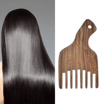 

1pcs Sandalwood Comb Hair Straightener Wide Tooth Comb Wooden Massage Brush Hair Extension Anti-Static