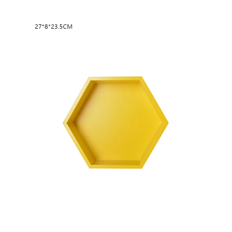 Ins желтый стиль деревянная настенная полка для детской спальни Детская комната Декор креативная Милая настенная полка для хранения - Цвет: Medium hexagon