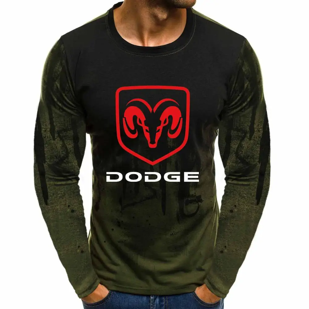 Градиентный пуловер с круглым вырезом, свитшоты Dodge Car, с логотипом, повседневные хлопковые мужские толстовки, хип-хоп Harajuku, мужская одежда
