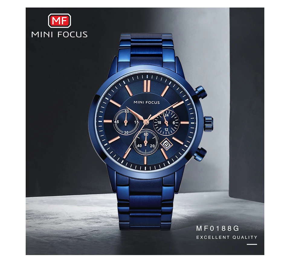 MINIFOCUS, мужские армейские военные спортивные часы, кварцевые часы, сталь, лучший бренд, роскошные часы, модные синие наручные часы, Relogio Masculino