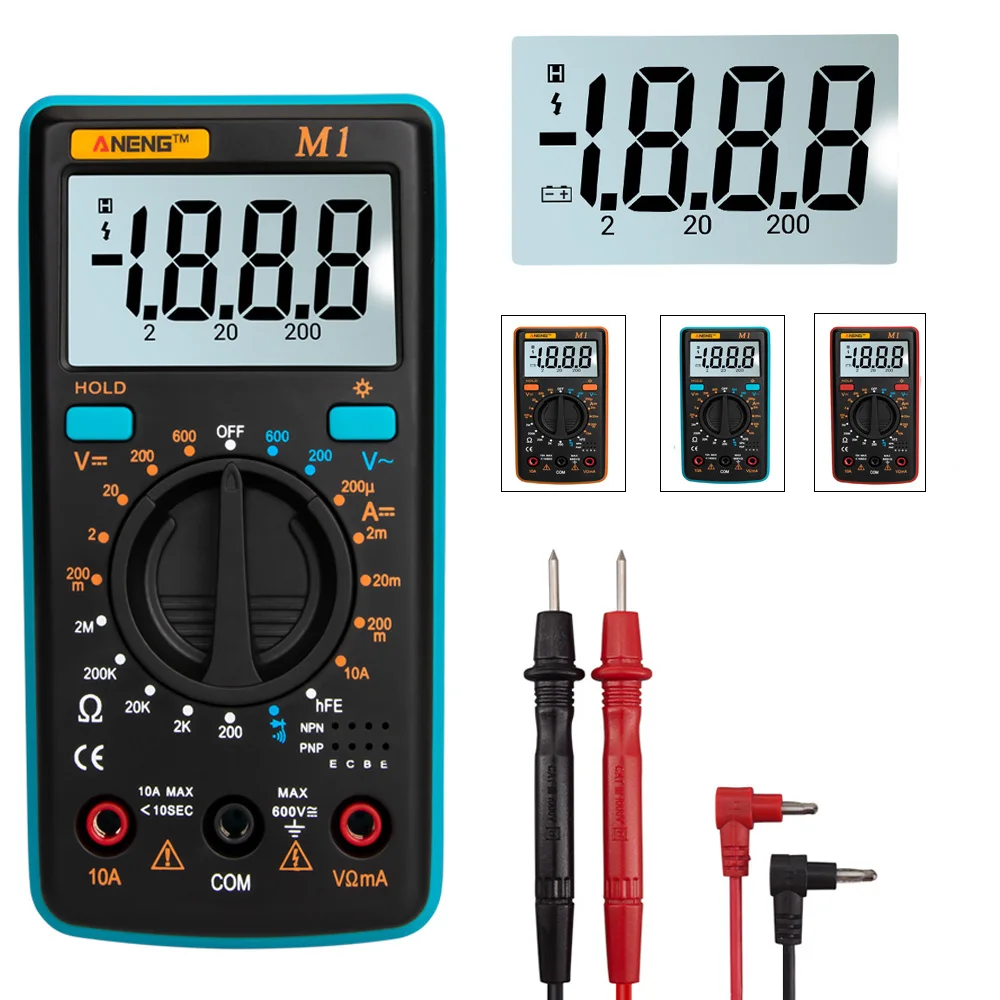 

Hot Sale M1 Multimeter AC/DC Ammeter Voltmeter Ohm Frequency Diode Measurement Test Multi Meter USB Tester Backlight Multimeter