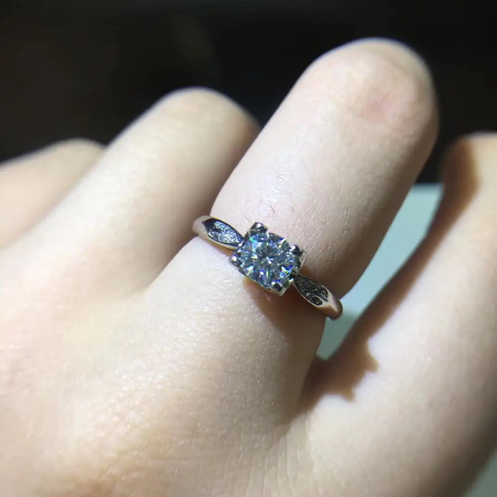 Kkmall магазин круглое серебряное кольцо с муассанитом 0.50ct D VVS, роскошное кольцо с муассанитом, ювелирное изделие, подарок подруге, серебряное кольцо с муассанитом 925