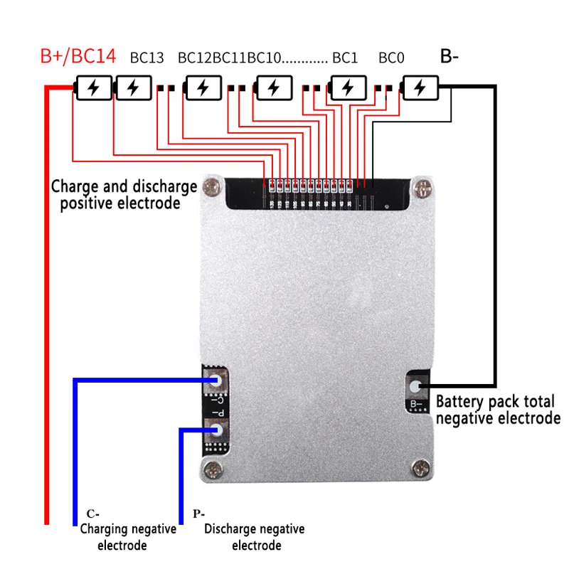 BMS 10S 12S 13S 14S 16S 30A 40A 50A 60A 100A 48V 60V 18650 литий-ионный аккумулятор Защитная плата BMS модуль баланса цепи