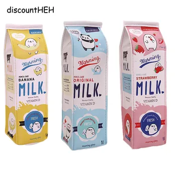 

Cute Kawaii Stationery Storage Organizer School Office Supplies Creative Simulation Milk Box Pencil Bags For Kids Gift