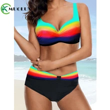 MUOLUX, сексуальный танкини, купальник с принтом, винтажный купальник с открытой спиной, цветочный ретро купальник, летний женский бикини