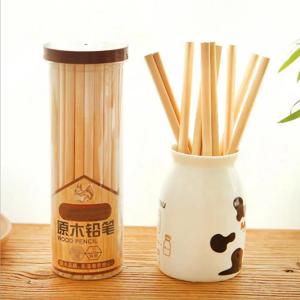 

30PCS Wooden Standard Pencil Log Three Angle Bar HB Pencil Writing Painting Smoothly Stationery for Students School Supplies