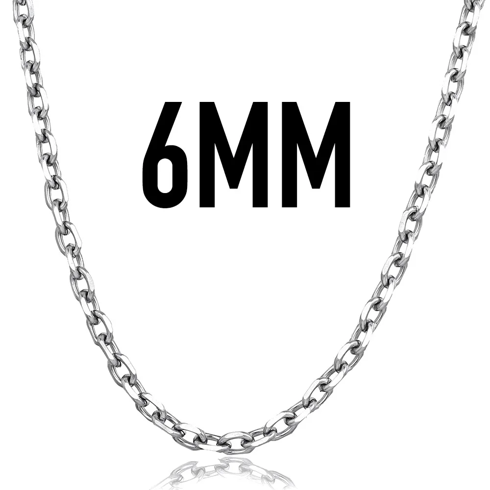 6mm Wide KN147 Davieslee Нержавеющая сталь Цепочки и ожерелья для Для мужчин Для женщин Серебряный Rolo Для мужчин цепи Цепочки и ожерелья ювелирные изделия оптом 2,5/3/4/6/10 мм DLKNM78 - Окраска металла: 6mm Wide KN147