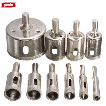

10pcs Diamond Hole Saw Drill Bit Set 3/4/5/6/8/10/12/18/32/50mm For Glass Ceramic Marble Tile Power Tool