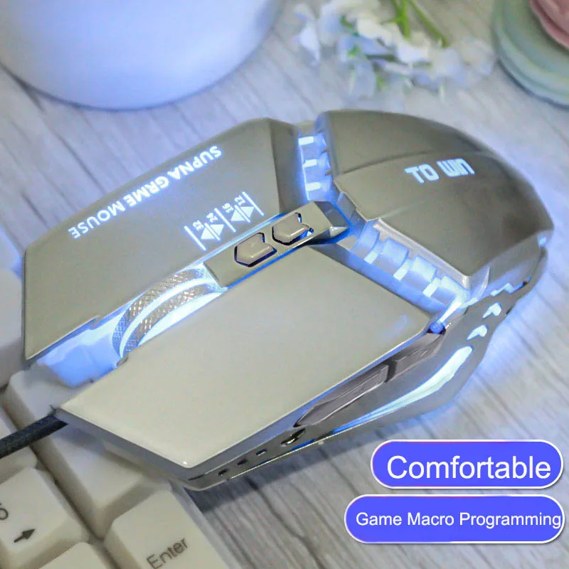 Профессиональная геймерская игровая мышь 3200 dpi, регулируемая Проводная оптическая 4 цвета, светодиодный usb-кабель, мышь, 7 кнопок для ноутбука - Цвет: Silver