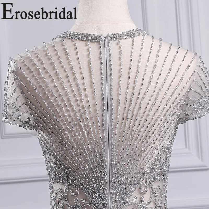 Erosebridal роскошное вечернее платье длинное официальное с силуэтом "Русалка" и вышивкой бисером платье для женщин сексуальное иллюзионное вечернее платье на молнии сзади