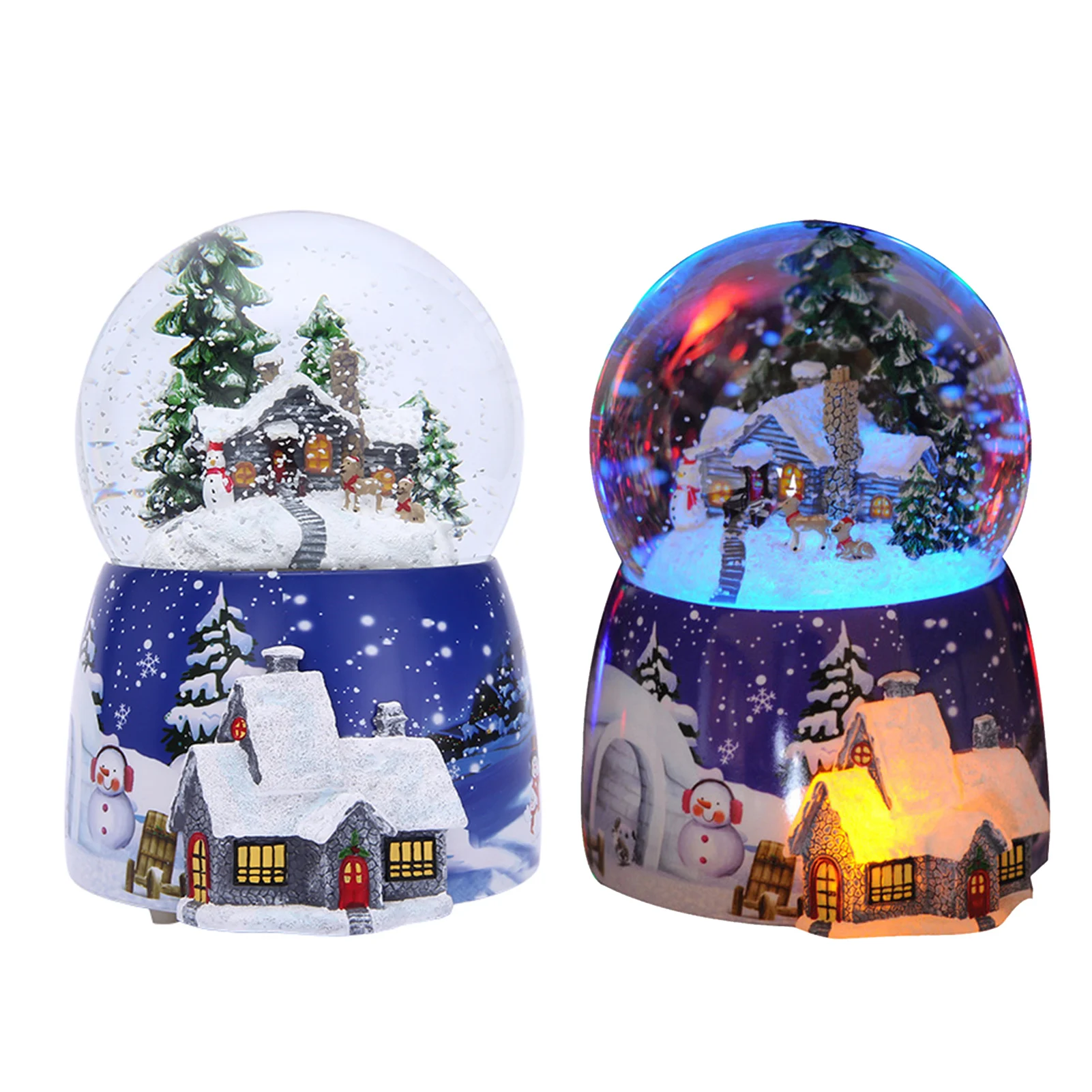 MRlegendary Christmas Snow Globe Rotatable Luminous Crystal Ball Music Box With Snow House Scene Santa Claus Elk Train Christmas Decoration Gifts For Children 
