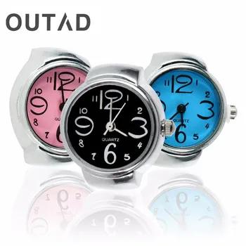 

OUTAD Creative Design Round Elastic Stainless Steel Finger Ring Watch Women Girl Fashion Quartz Watch Gift