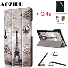 PU Leather Cover for Lenovo Tab4 Tab 4 8 8504 TB-8504x 8504F 8504N 8inch Tablet Flip Magnet Smart Case Funda+Film+Pen