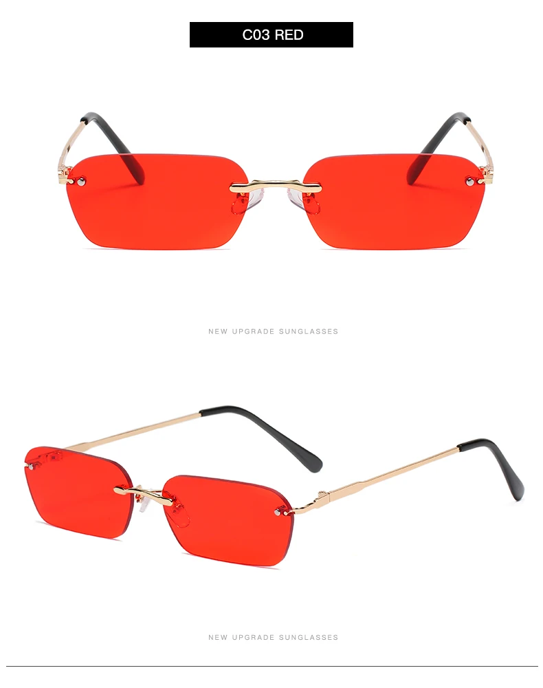Small Rectangle Rimless Sunglasses Women Square Vintage Sun Glasses Brand Designer Men Retro 90s Trendy Gradient Glass square sunglasses