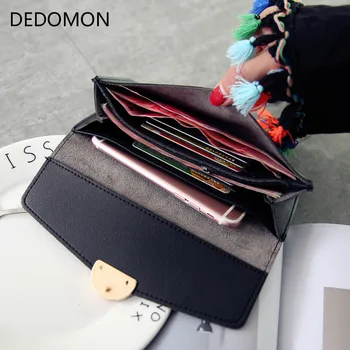 

New Fashion Wallet Leather Women Wallet Long Pu Leather Purse Zipper Metal Circle Decor Wallets Female Hasp Coin Purse Clutch