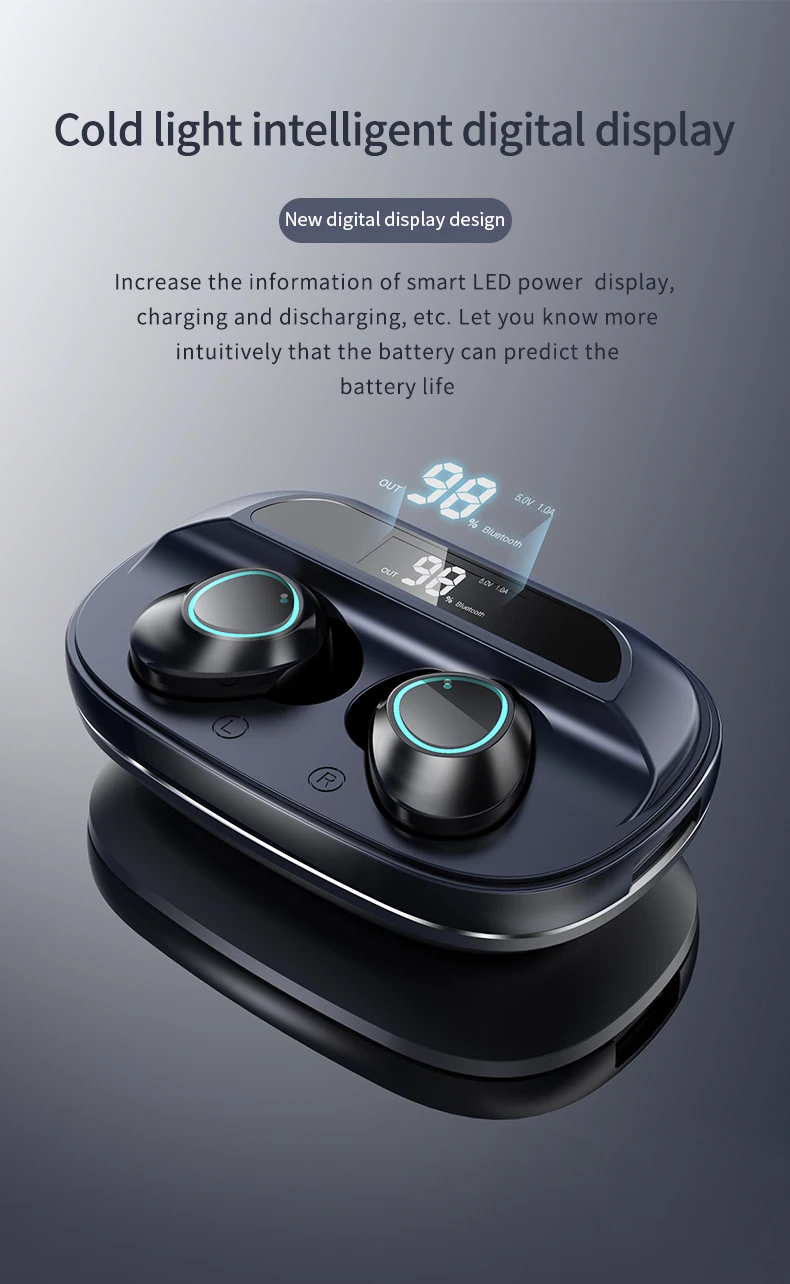 IPX7 водонепроницаемый TWS Bluetooth 5,0 наушники супер бас беспроводные гарнитуры 3000 мАч емкость спортивные наушники светодиодный дисплей с микрофоном