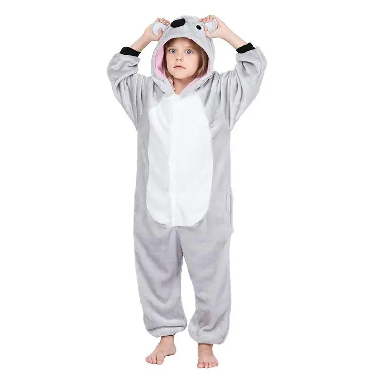 Kigurumi/комбинезон для мальчиков и девочек; детские зимние комбинезоны с единорогом; Пижама с аниме-животными; одежда для сна; комбинезон; детское одеяло; пижамы - Цвет: Grey Koala