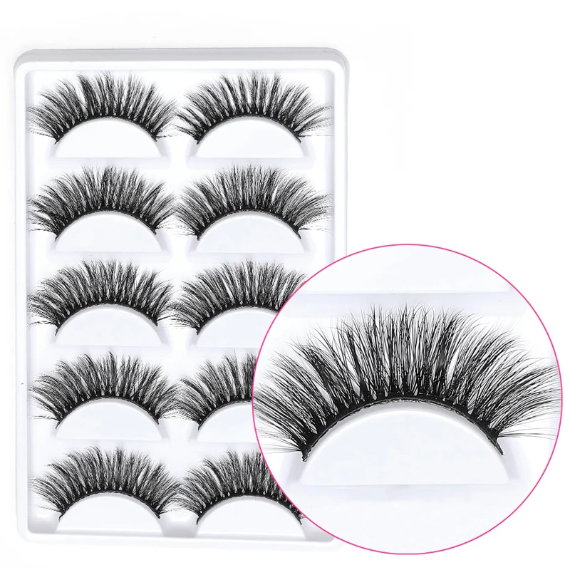 

ICYCHEER 5Pairs Black Color Hand Made 3D False Eyelashes Natural Long 1-1.5cm Fake Lashes In Stock Eyelash Makeup for Beauty